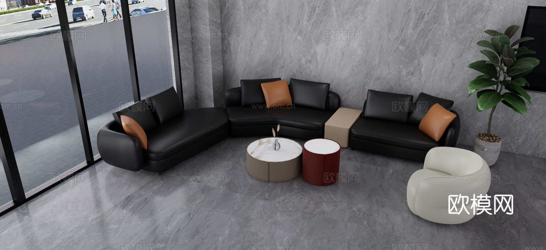 办公大厅su模型下载（渲染图3）