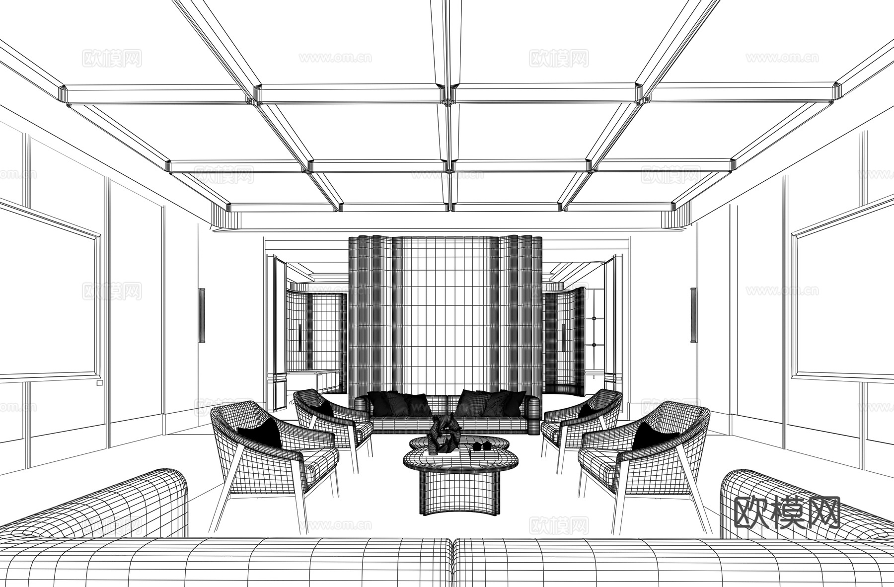 DAS大森设计|轻奢售楼处休息区3d模型