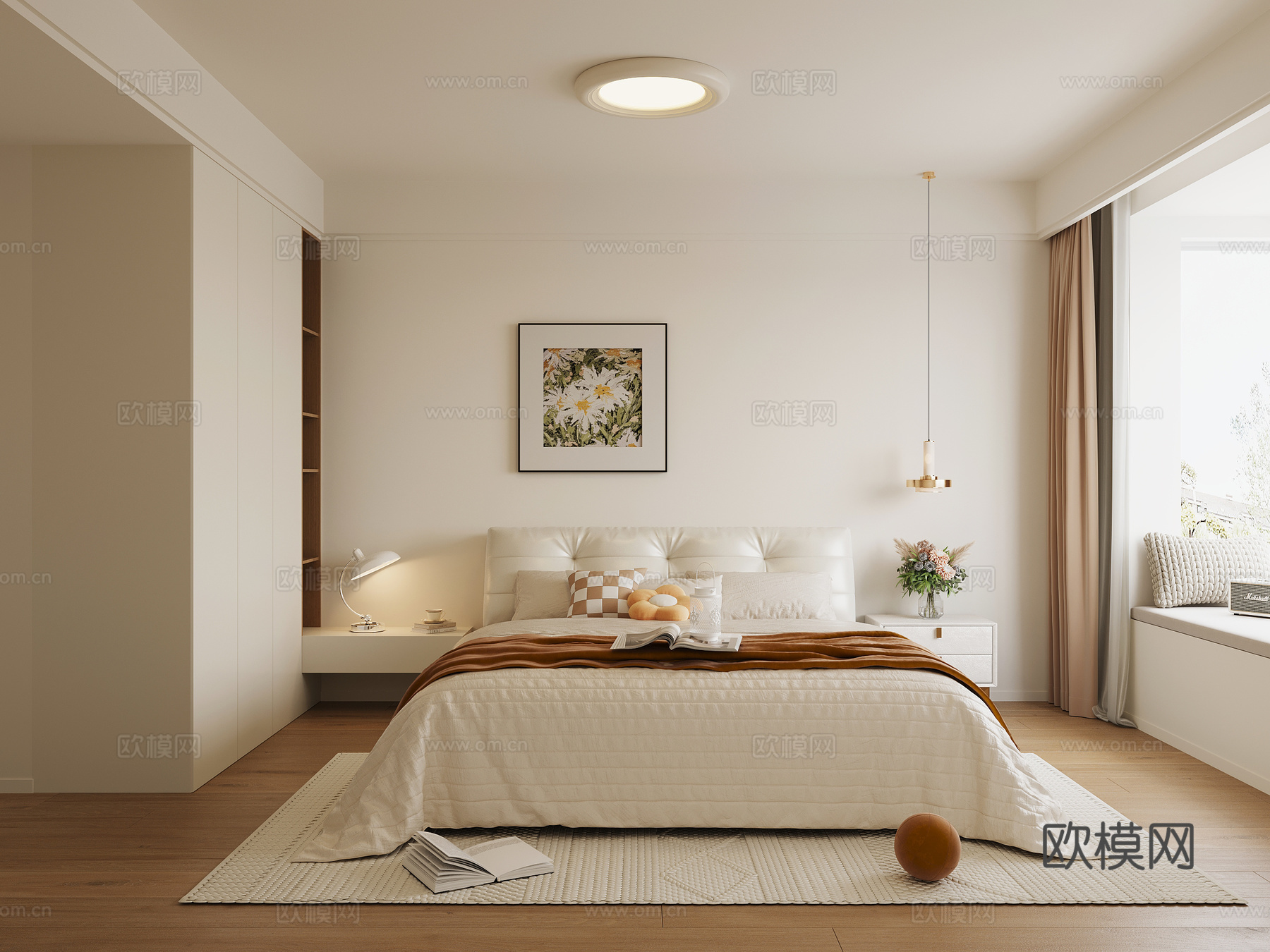 原木风极简卧室 主卧su模型下载（渲染图2）