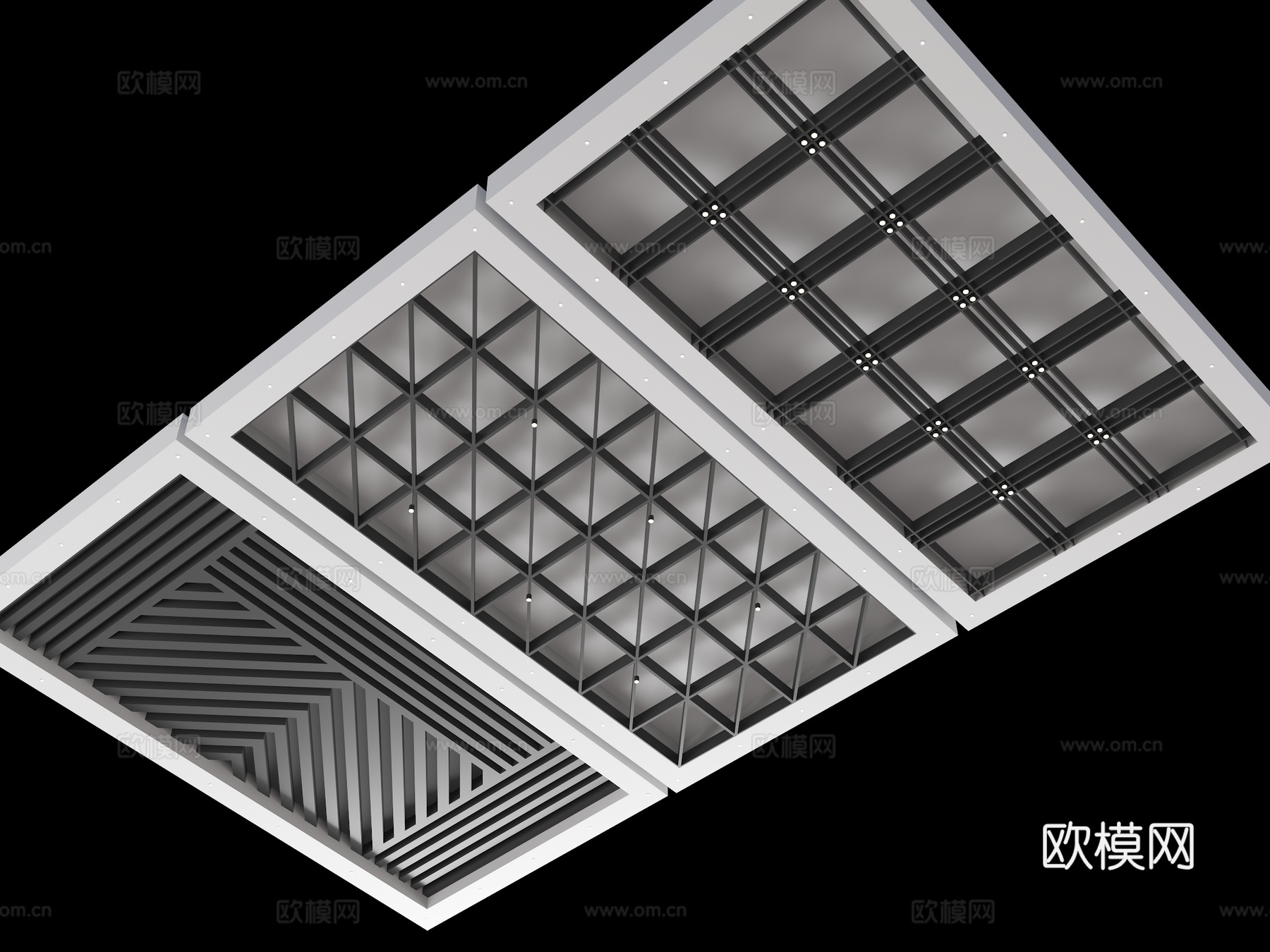 工业风工业吊顶 方通吊顶 格栅吊顶3d模型