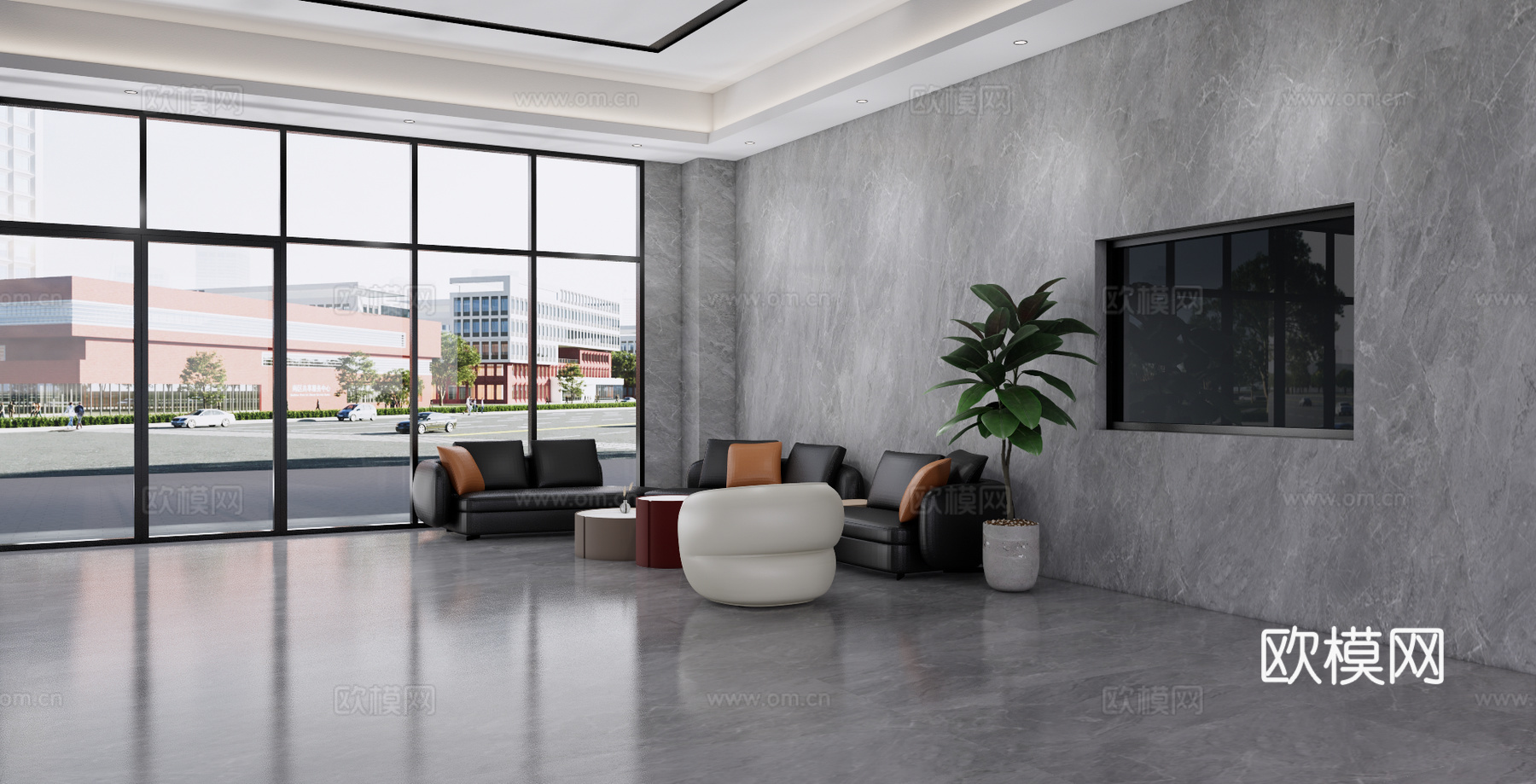 办公大厅su模型下载（渲染图2）