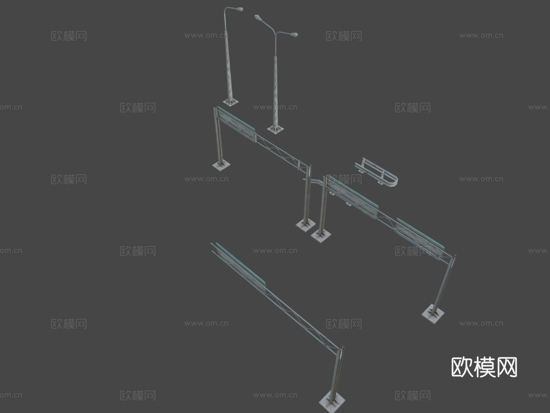 高速公路护栏标志3d模型