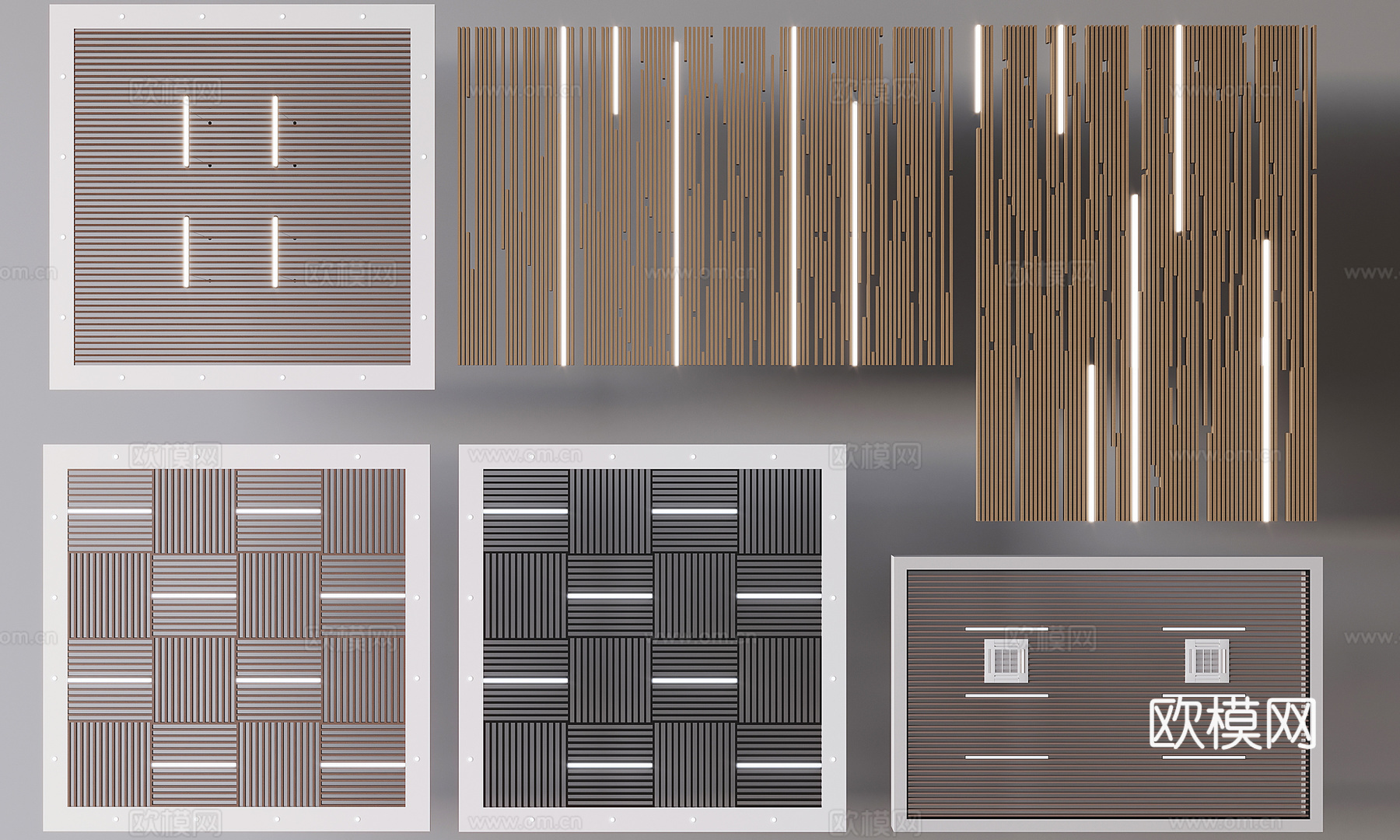 铝方通吊顶 木格栅吊顶 天花板3d模型