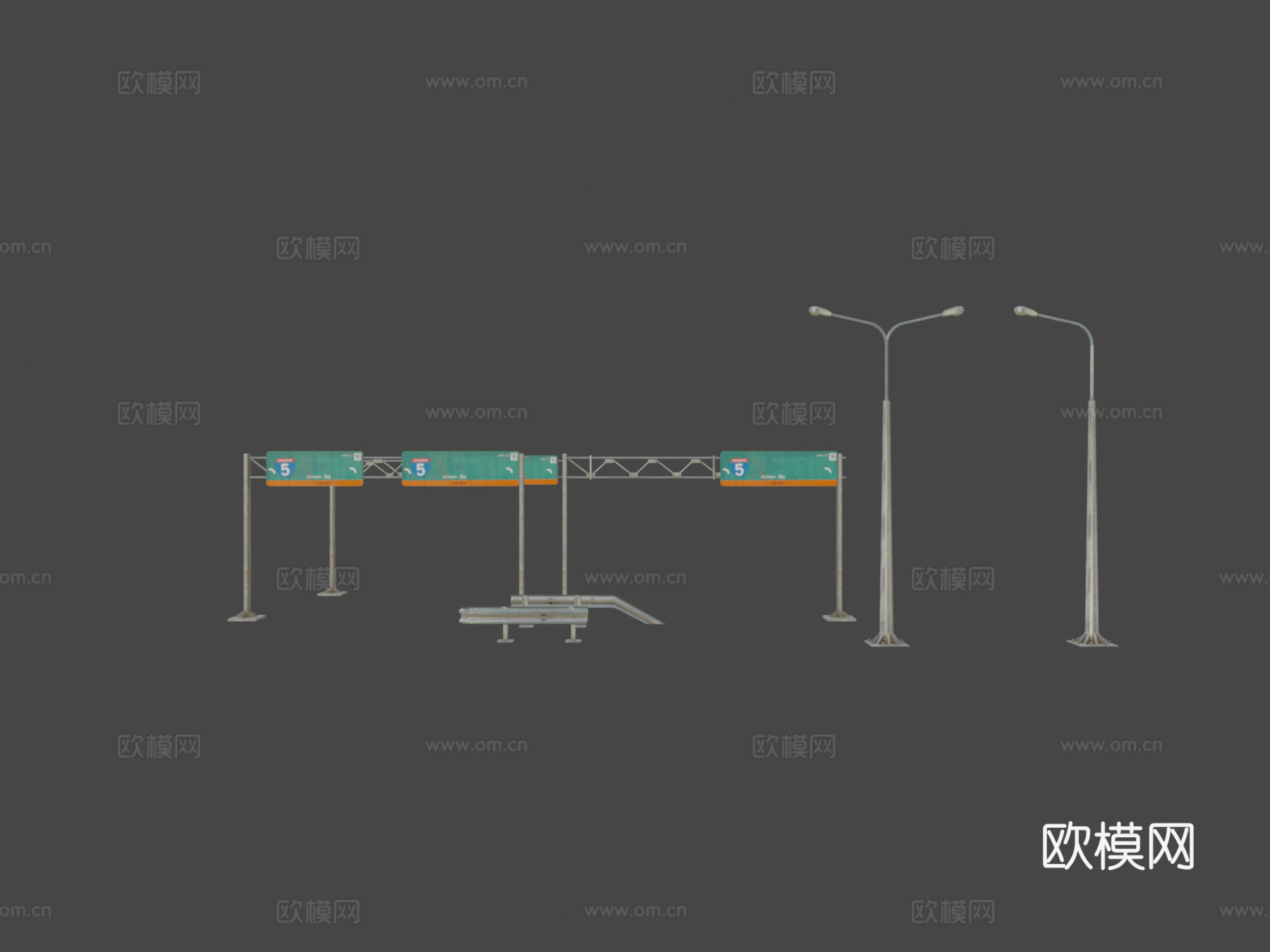 高速公路护栏标志3d模型