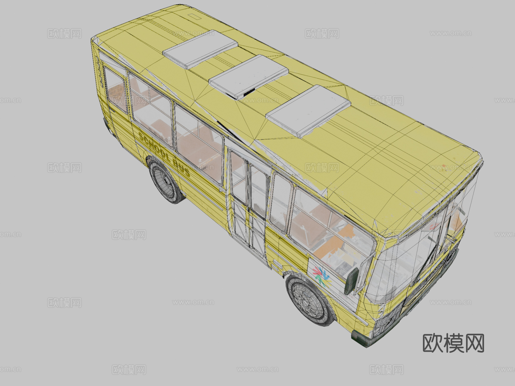 校车 旧汽车3d模型