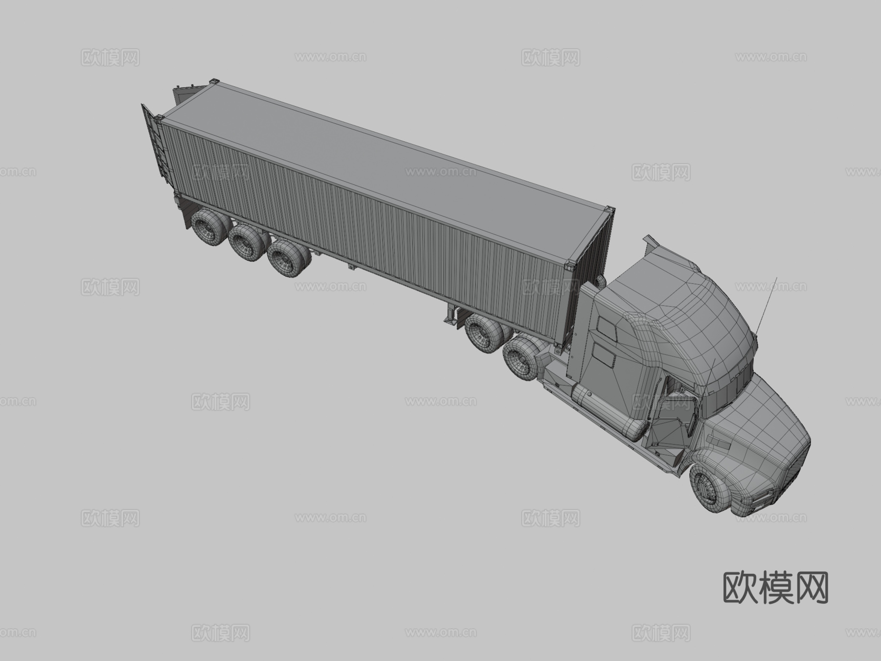 半挂车集装箱拖车3d模型