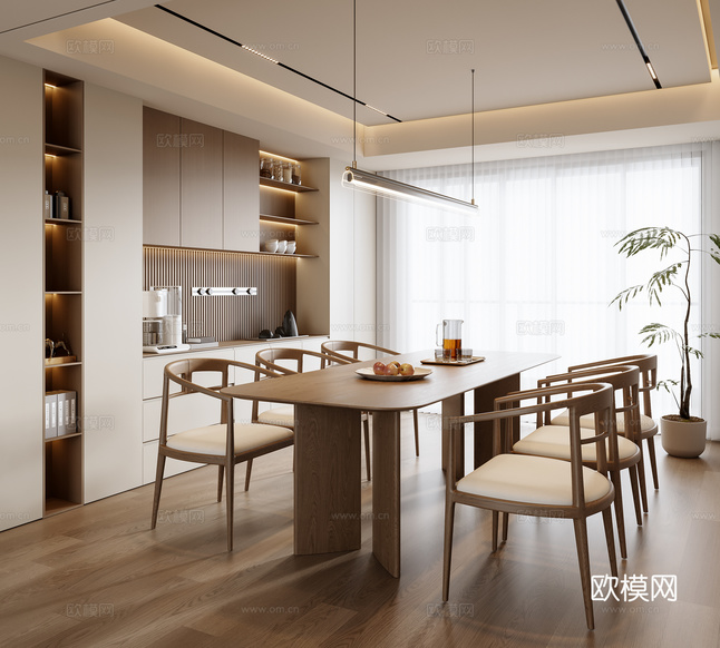新中式餐廳3d模型下載