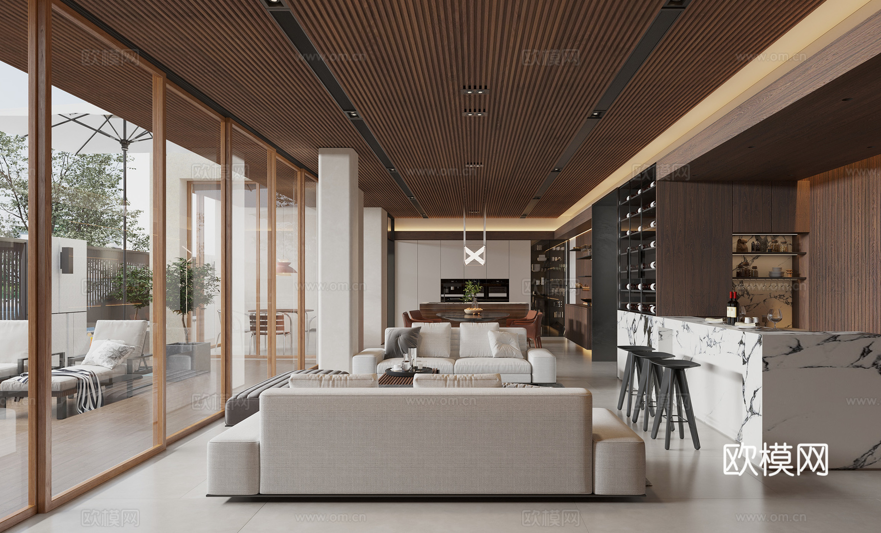 现代客餐厅3d模型下载