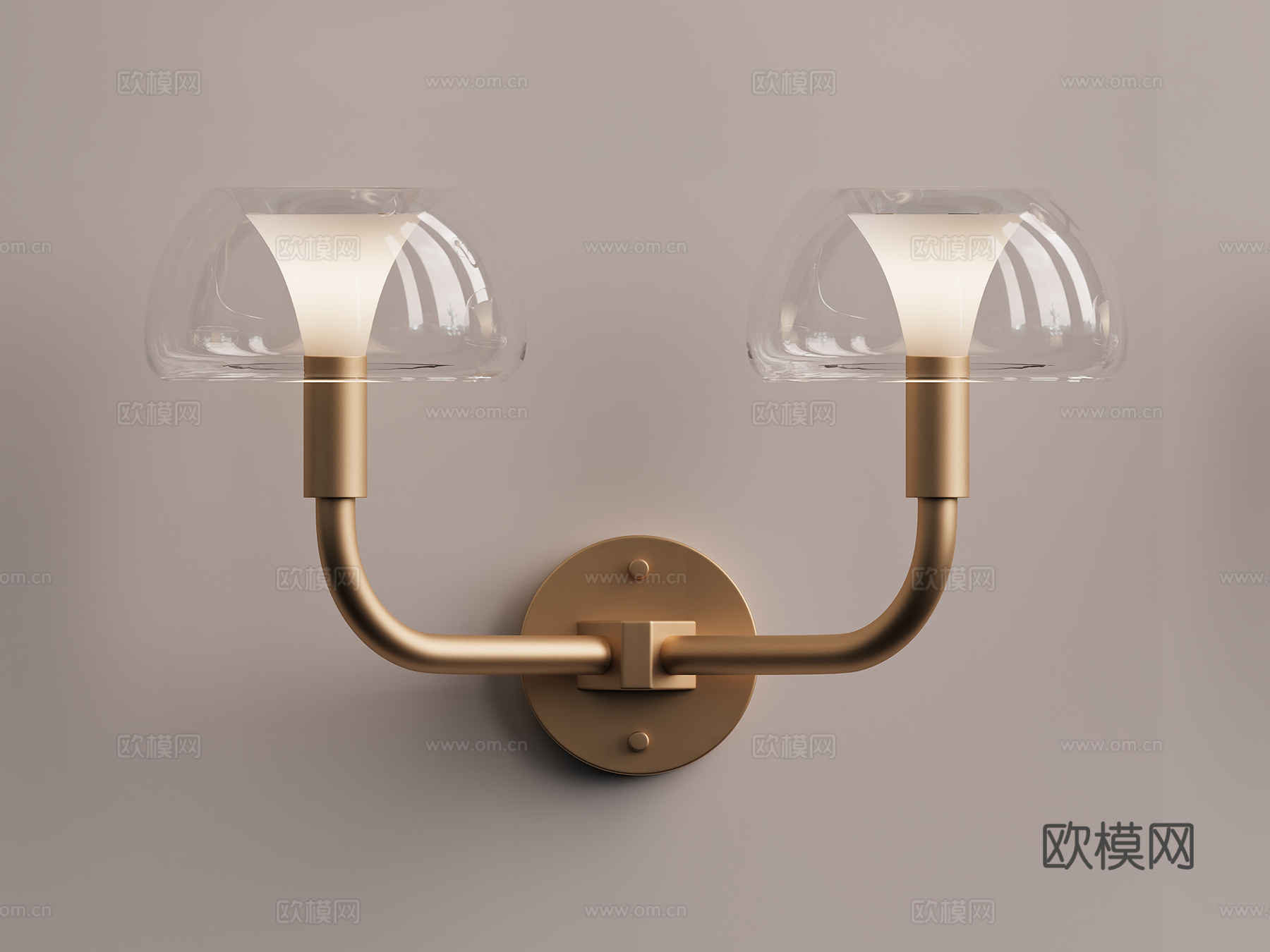 轻奢金属玻璃壁灯su模型