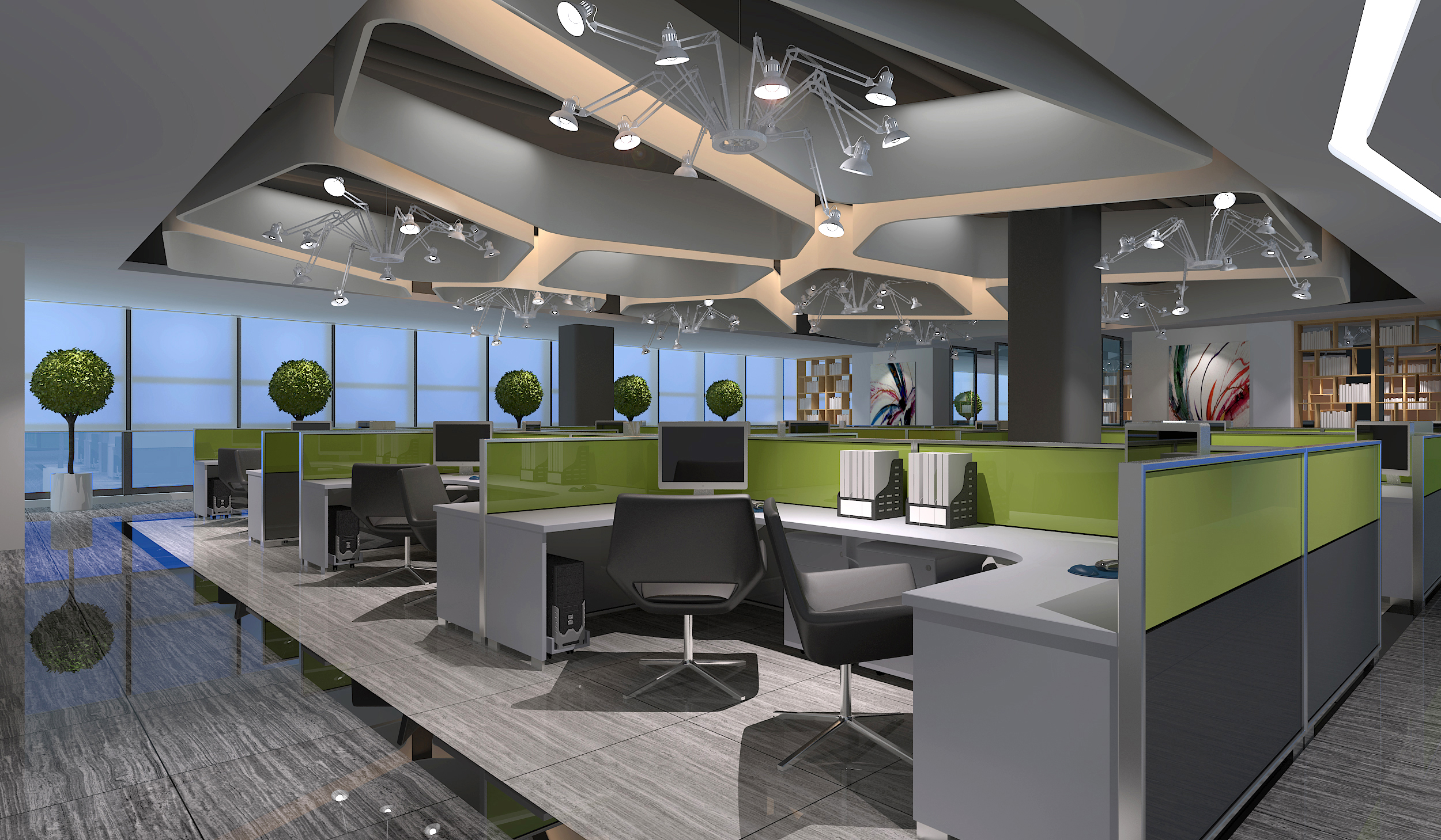 2000㎡广东唯一网络办公总部效果图智者向上设计事务所
